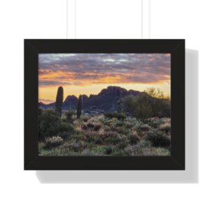 Cactus silhouettes with colorful clouded sky